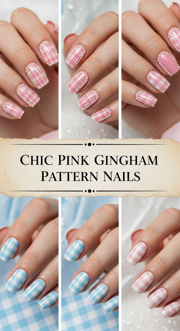 Chic Pink Gingham Pattern Nails 69e5f3f709247