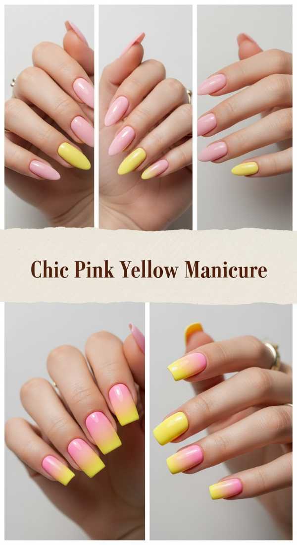 Chic Pink Yellow Manicure 69ef94da2a9e6