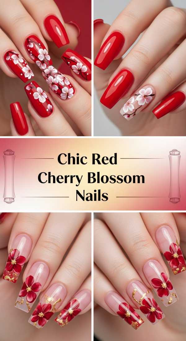 Chic Red Cherry Blossom Nails 69ee4189c9c3a