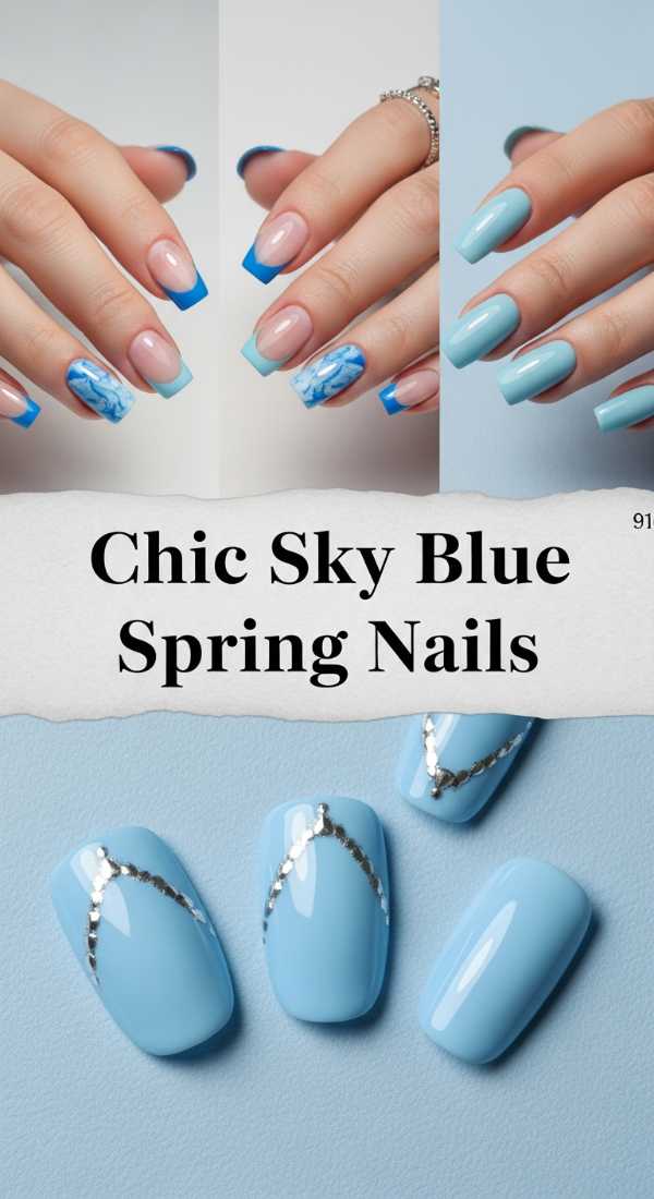 Chic Sky Blue Spring Nails
