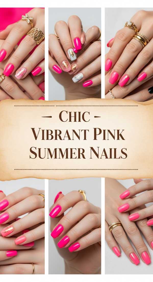 Chic Vibrant Pink Summer Nails 69ee591b66f3d