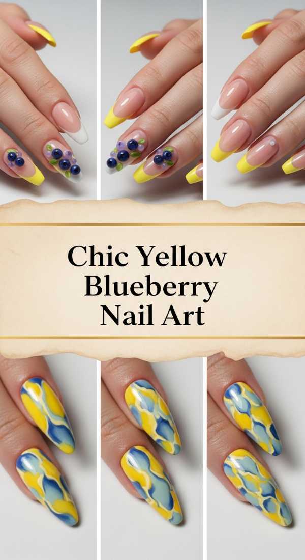 Chic Yellow Blueberry Nail Art 69e350f29aaae
