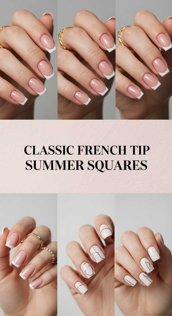 Classic French Tip Summer Squares 69f0ca3c81c1b