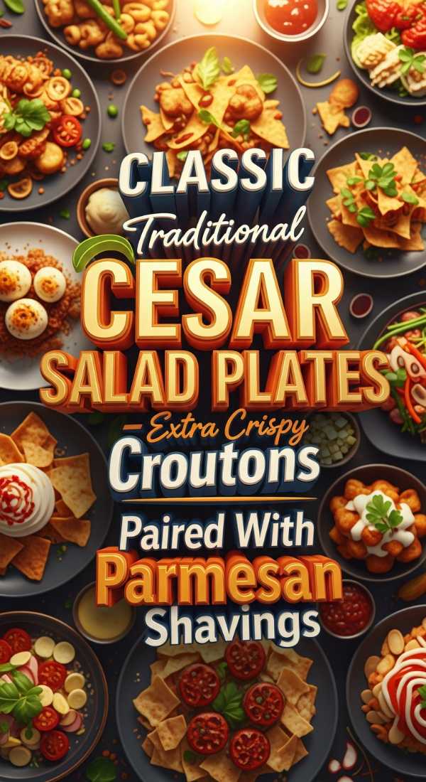 Classic Traditional Cesar Salad Plates With Crispy Croutons 69e9b9de8f3c2