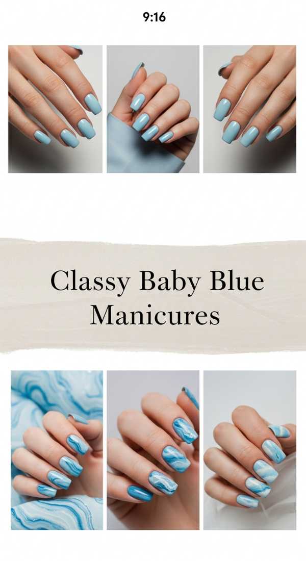 Classy Baby Blue Manicures 69de45892c017
