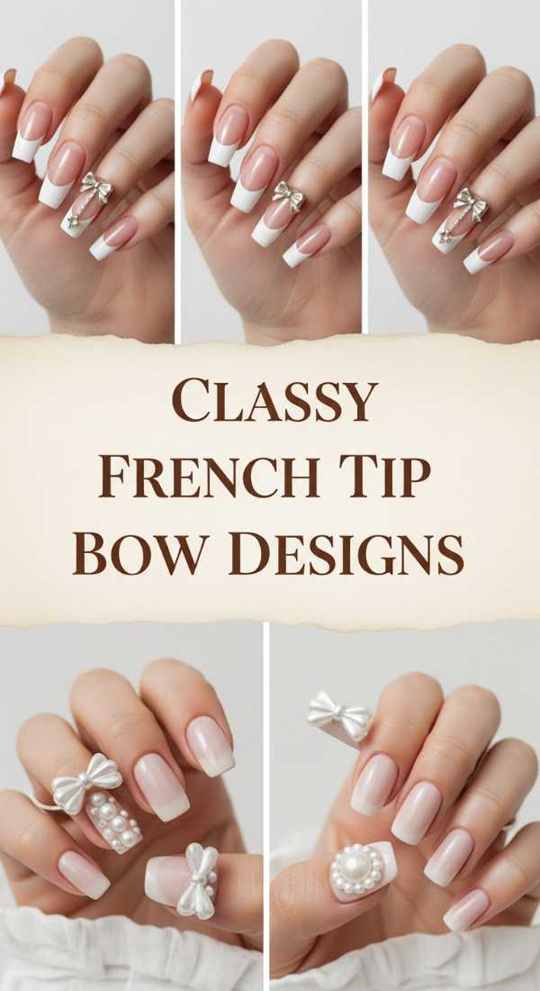 Classy French Tip Bow Designs 69f0ca58dd37a