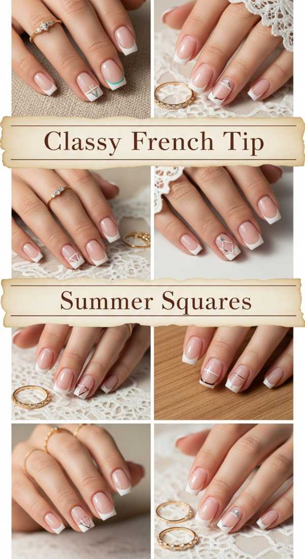 Classy French Tip Summer Squares 69f32d77166a3