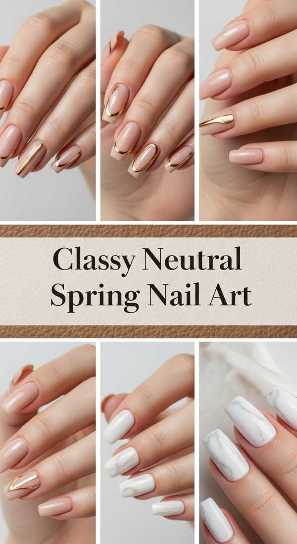 Classy Neutral Spring Nail Art 69ef3acd29622