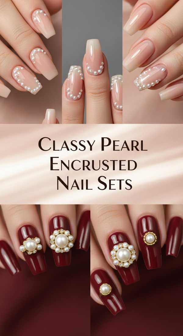 Classy Pearl Encrusted Nail Sets 69ece59eb7d51