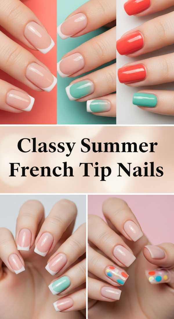 Classy Summer French Tip Nails 69f24a67dbdf6
