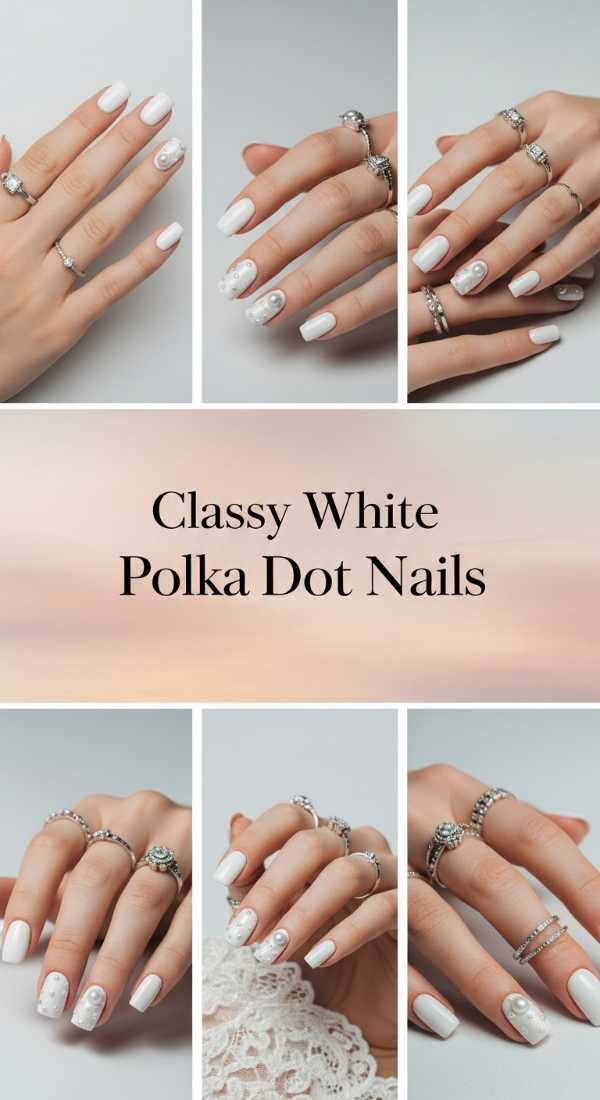 Classy White Polka Dot Nails 69ee591c80e65