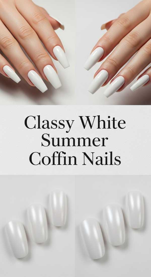 Classy White Summer Coffin Nails 69e651887047d