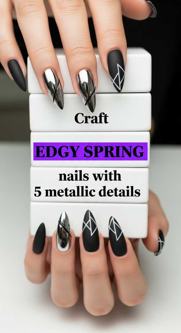 Craft Edgy Spring Nails With 5 Metallic Details 69efaf8163be2
