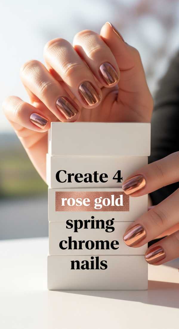 Create 4 Rose Gold Spring Chrome Nails 69ed0babd1009