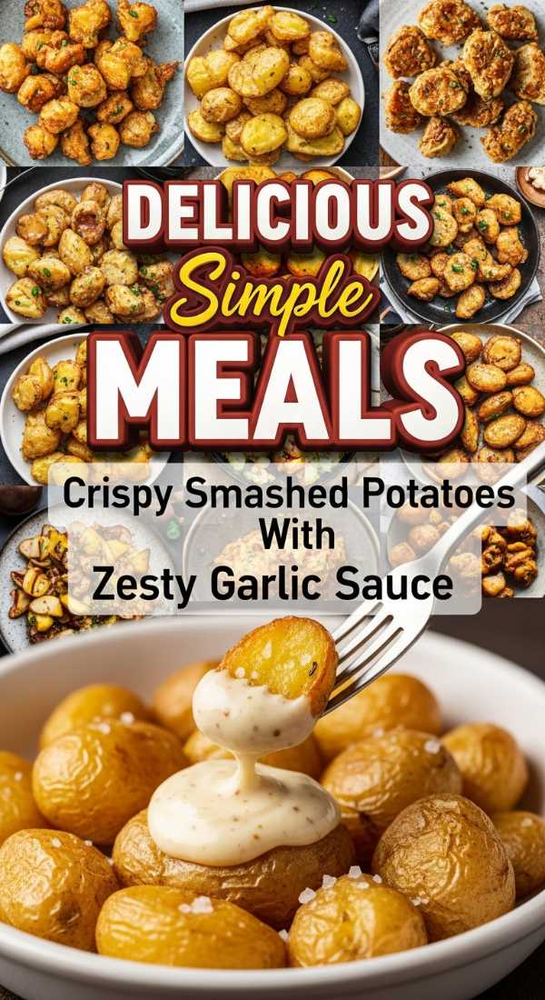 Crispy Smashed Potatoes With Zesty Garlic Dipping Sauce 69e362b45429a
