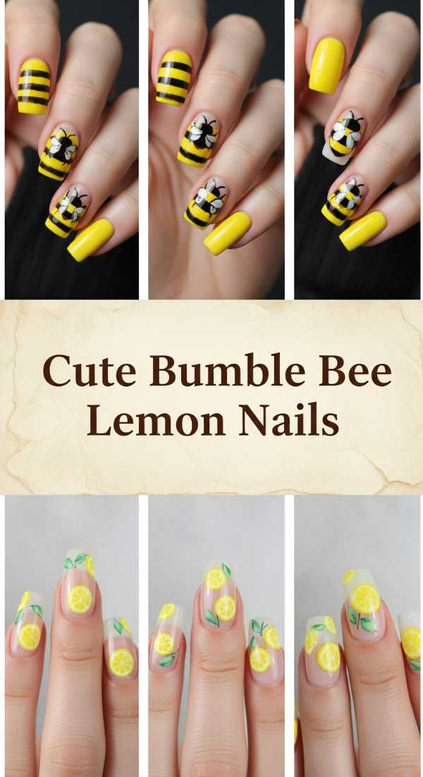 Cute Bumble Bee Lemon Nails 69f32b8823ab1