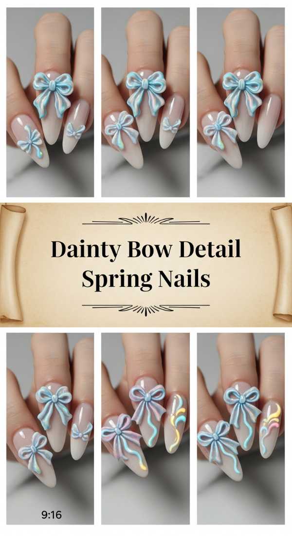 Dainty Bow Detail Spring Nails