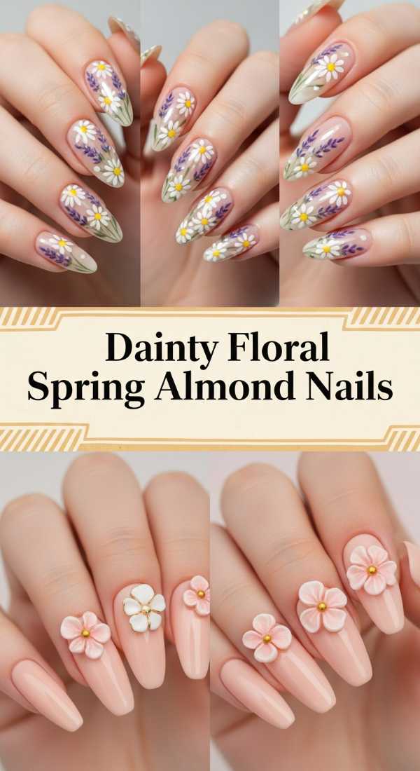 Dainty Floral Spring Almond Nails 69e5f3f82c049