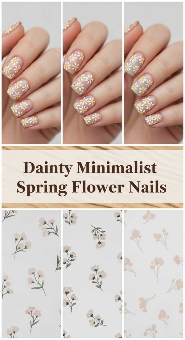 Dainty Minimalist Spring Flower Nails 69e350f35058c