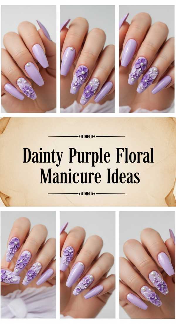 Dainty Purple Floral Manicure Ideas 69ee4185e8e4a