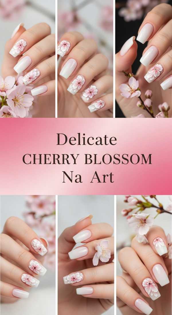 Delicate Cherry Blossom Nail Art 69f0cc592de0b