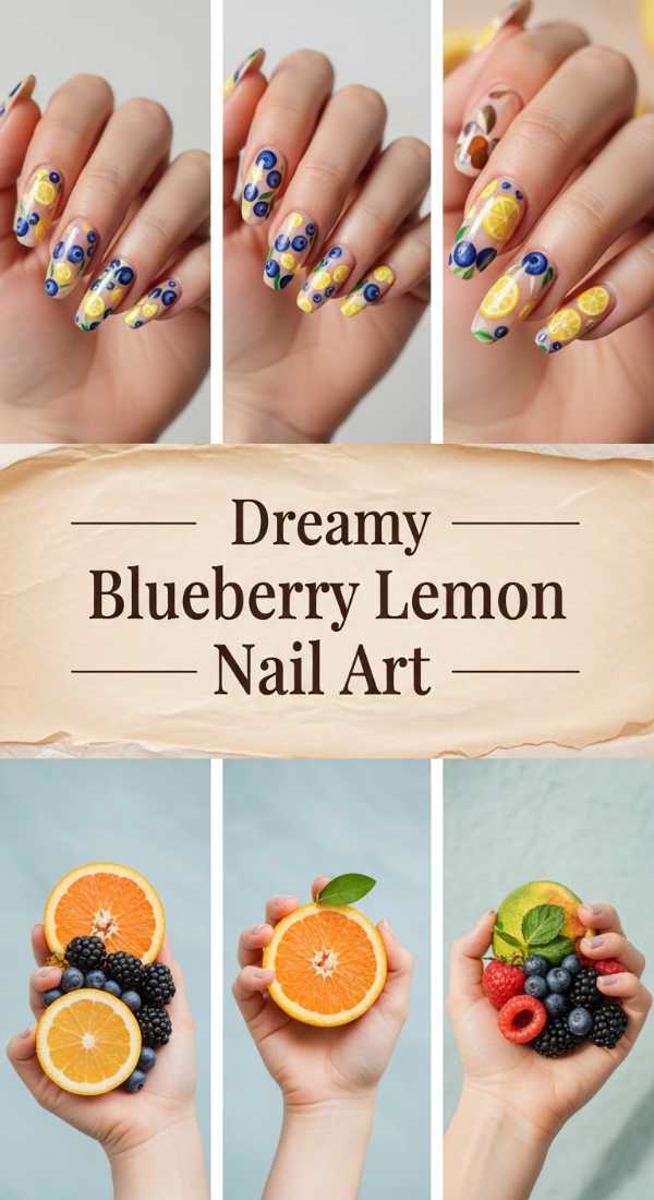 Dreamy Blueberry Lemon Nail Art 69ef3ace9a929