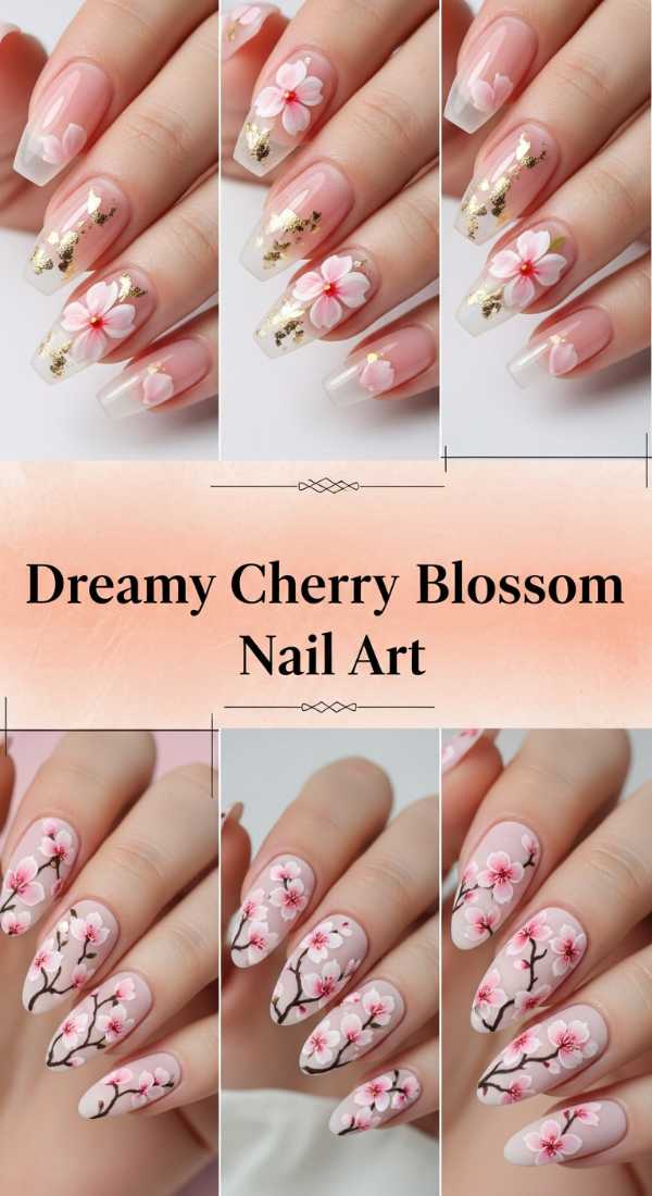Dreamy Cherry Blossom Nail Art 69ecf750bc3b9