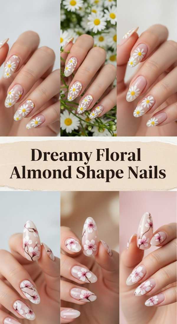 Dreamy Floral Almond Shape Nails 69e5f3dfce448