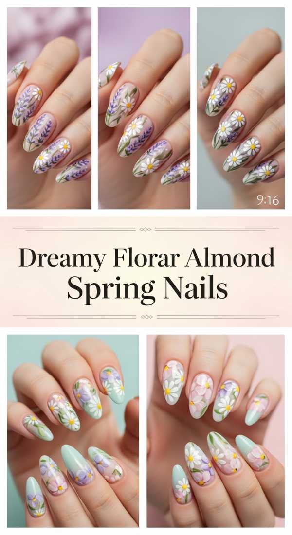 Dreamy Floral Almond Spring Nails 69f0ca2cc5607