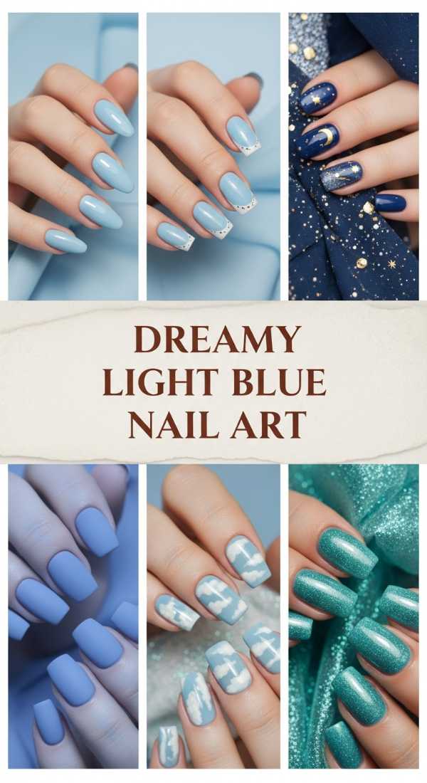Dreamy Light Blue Nail Art 69e757b38664b