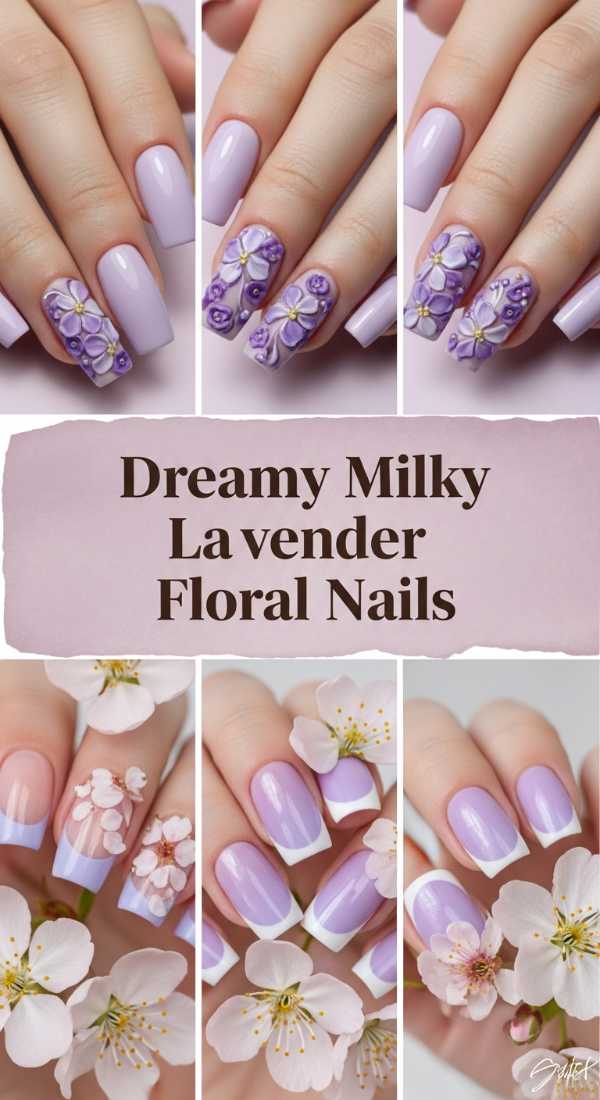 Dreamy Milky Lavender Floral Nails 69f0cc3cad0bc