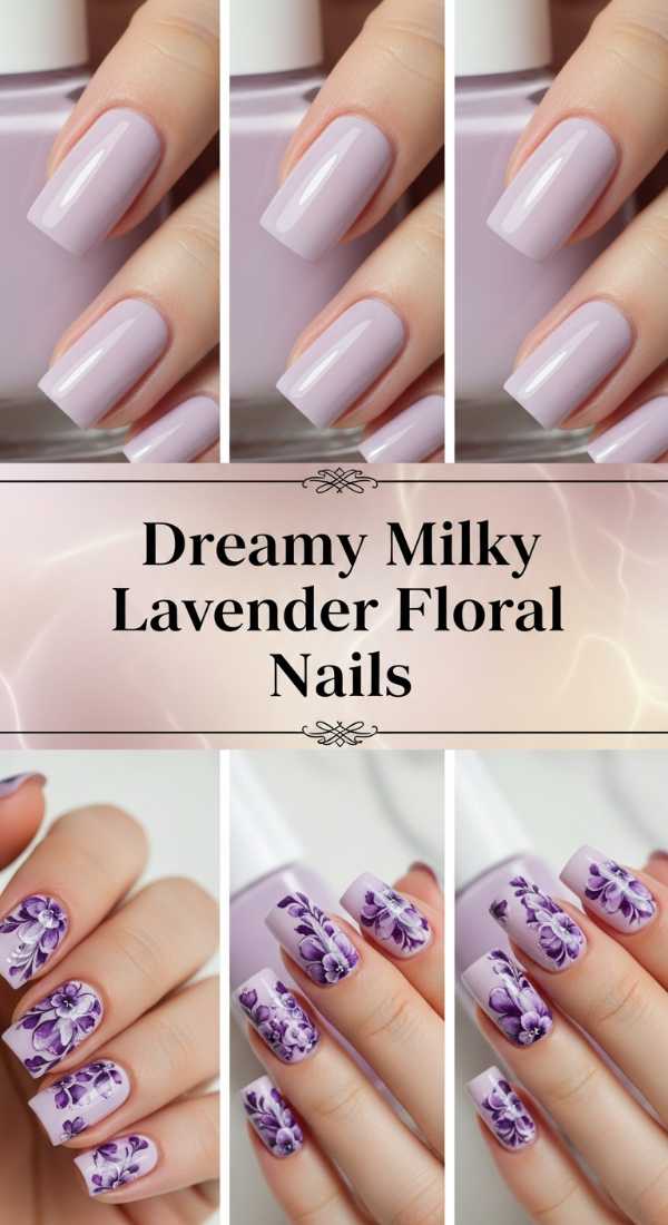 Dreamy Milky Lavender Floral Nails 69f0cc4f8e92f