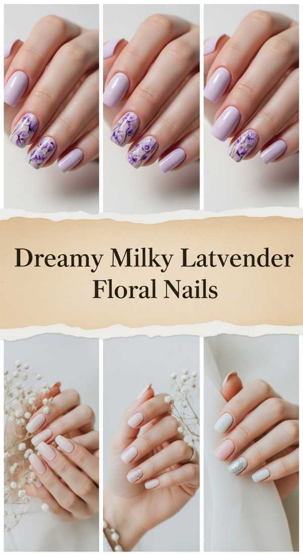 Dreamy Milky Lavender Floral Nails 69f2494ca7088