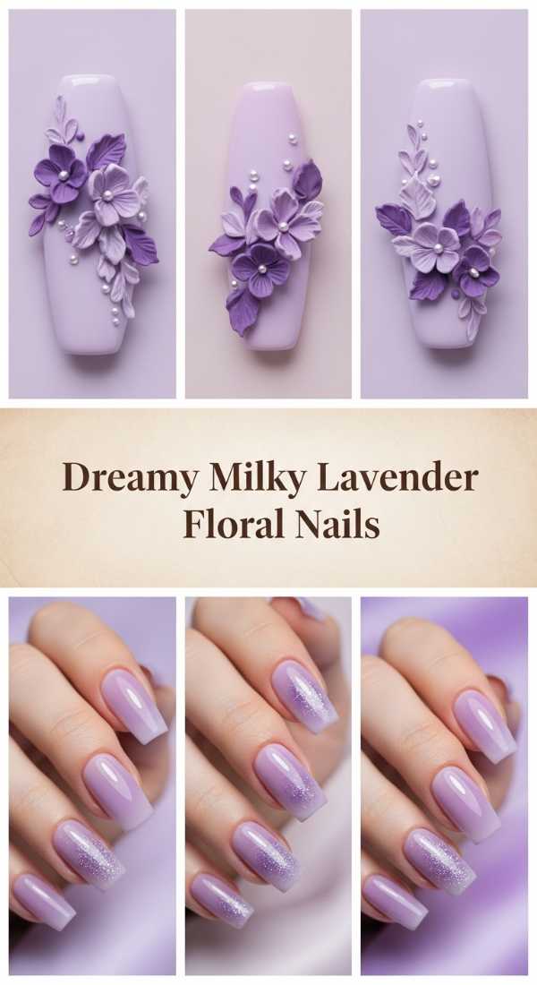 Dreamy Milky Lavender Floral Nails 69f32b866aa79