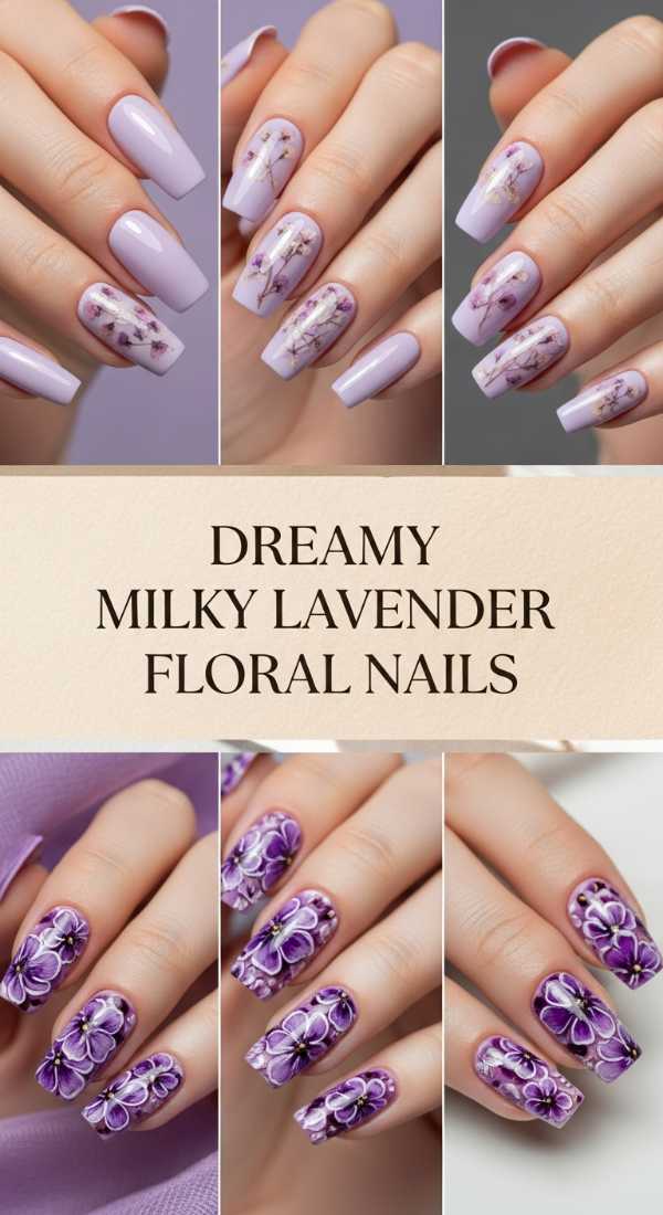 Dreamy Milky Lavender Floral Nails 69f32d5f8d173