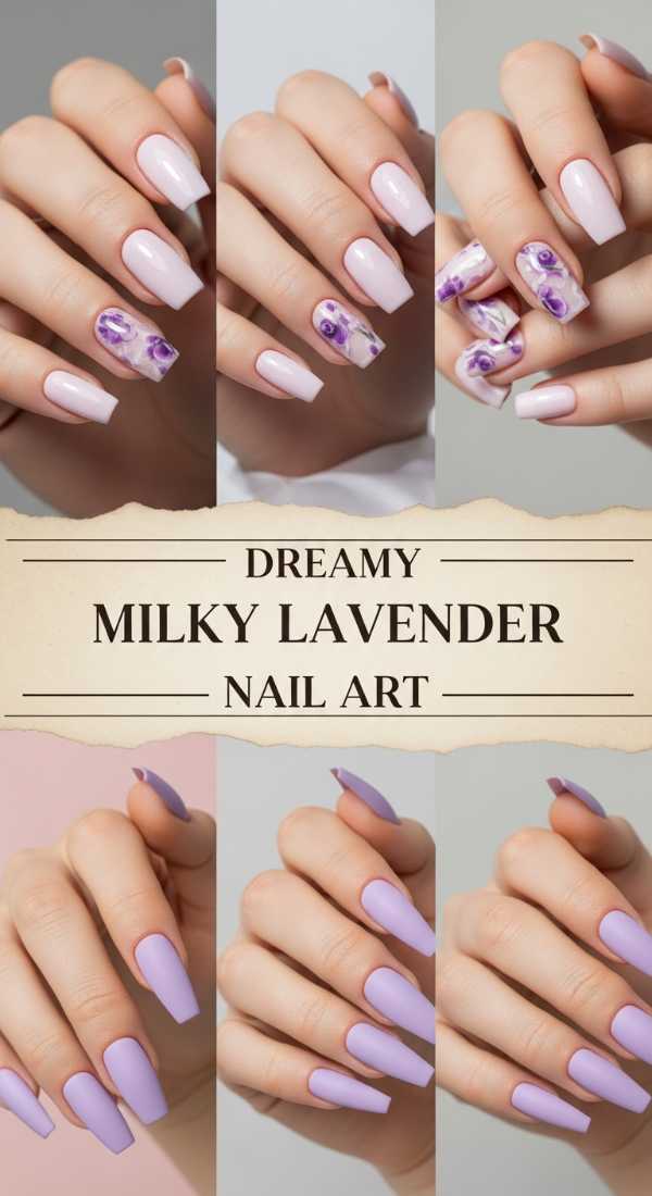 Dreamy Milky Lavender Nail Art 69f32d573f606