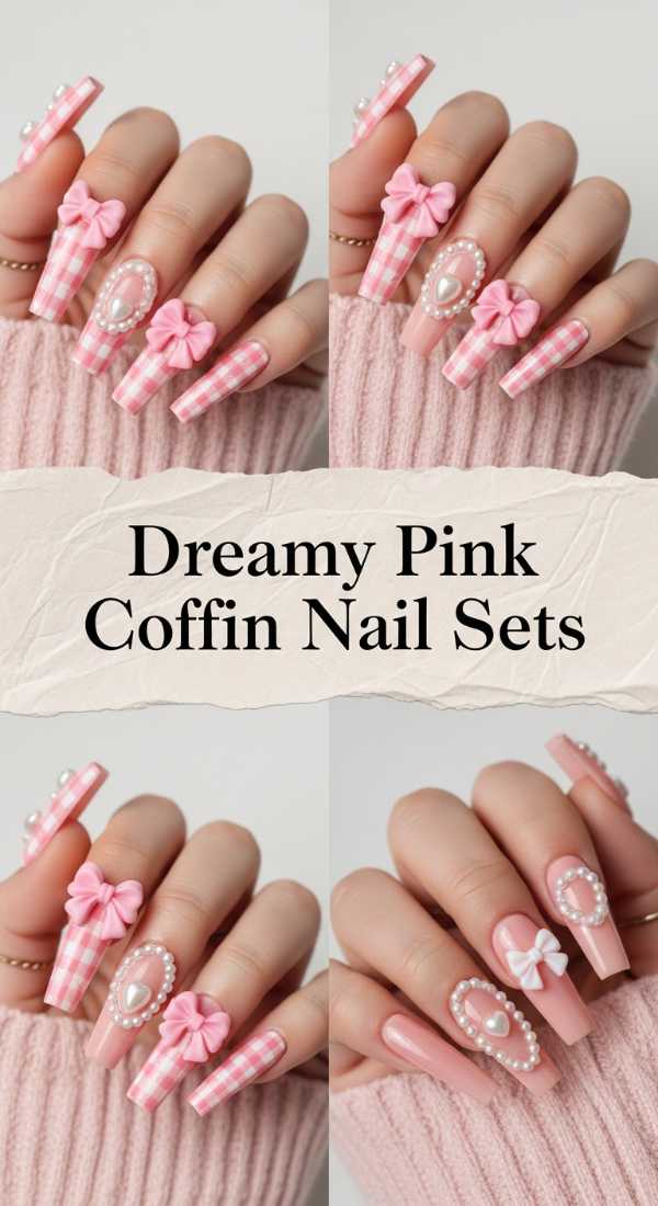 Dreamy Pink Coffin Nail Sets 69e350eb9d949