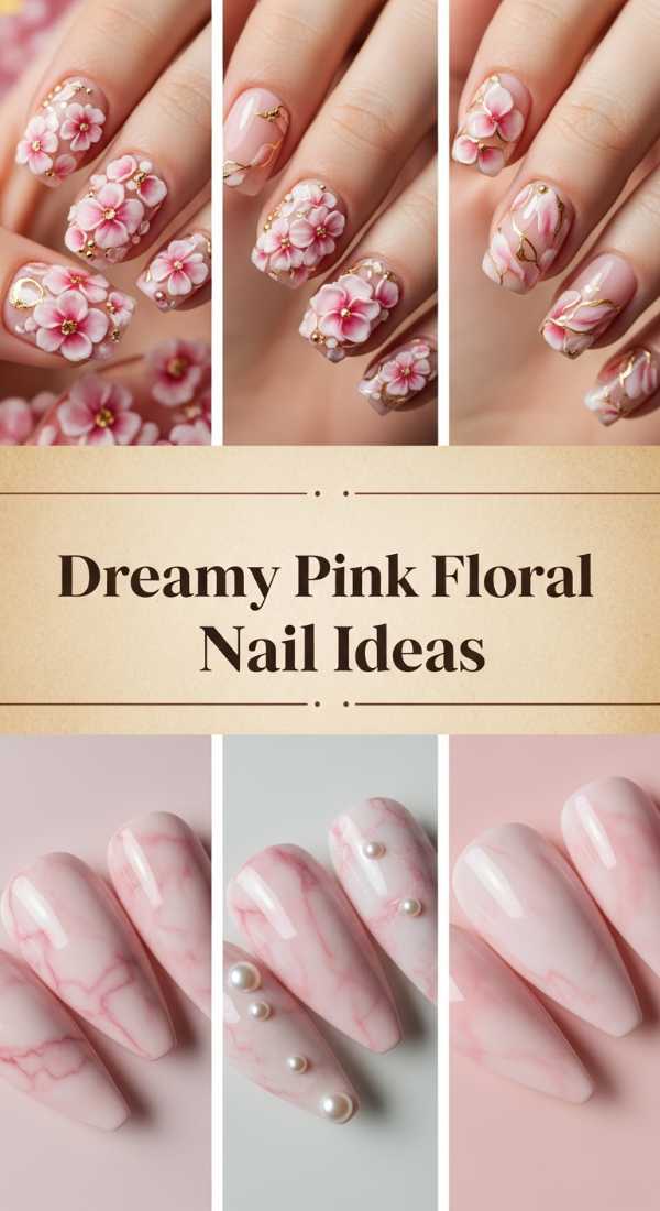 Dreamy Pink Floral Nail Ideas