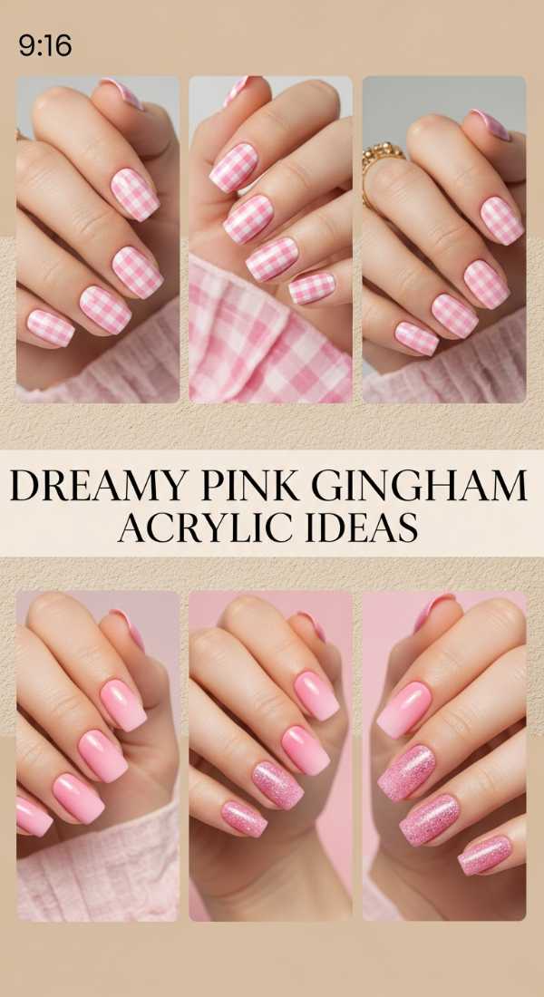 From Glazed to Garden: 2026's Biggest Spring Acrylic Predictions Dreamy Pink Gingham Acrylic Ideas 69df3ac72c639