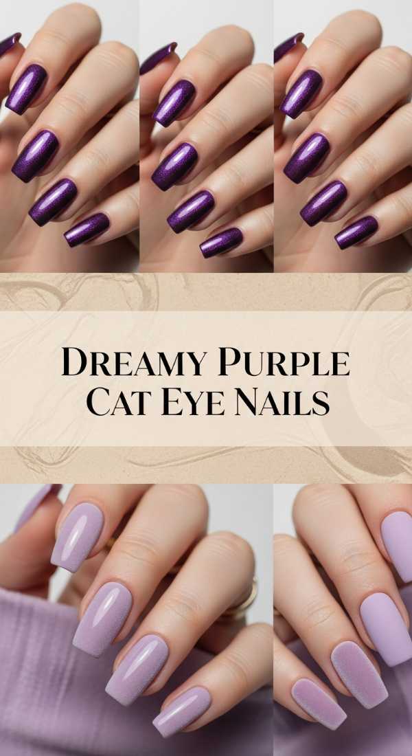 Dreamy Purple Cat Eye Nails