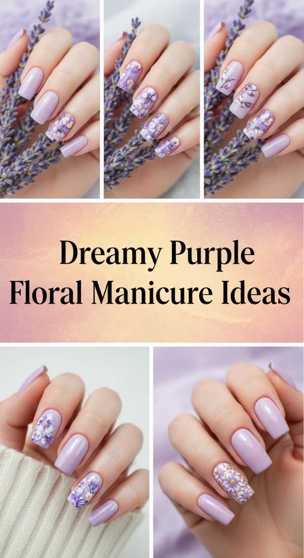 Dreamy Purple Floral Manicure Ideas 69ecf73ce6e63