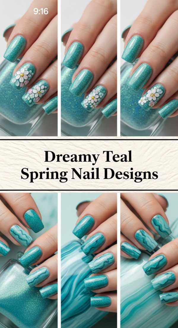 Dreamy Teal Spring Nail Designs 69ecf875e3409