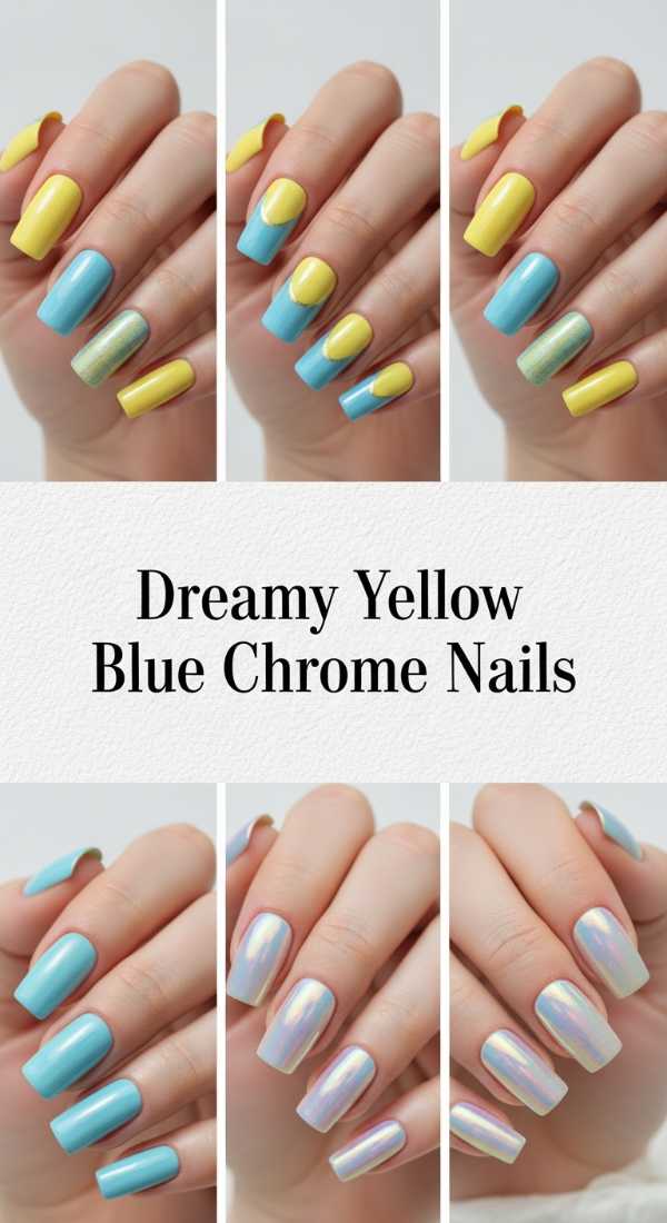 Dreamy Yellow Blue Chrome Nails 69ee419f1a21e