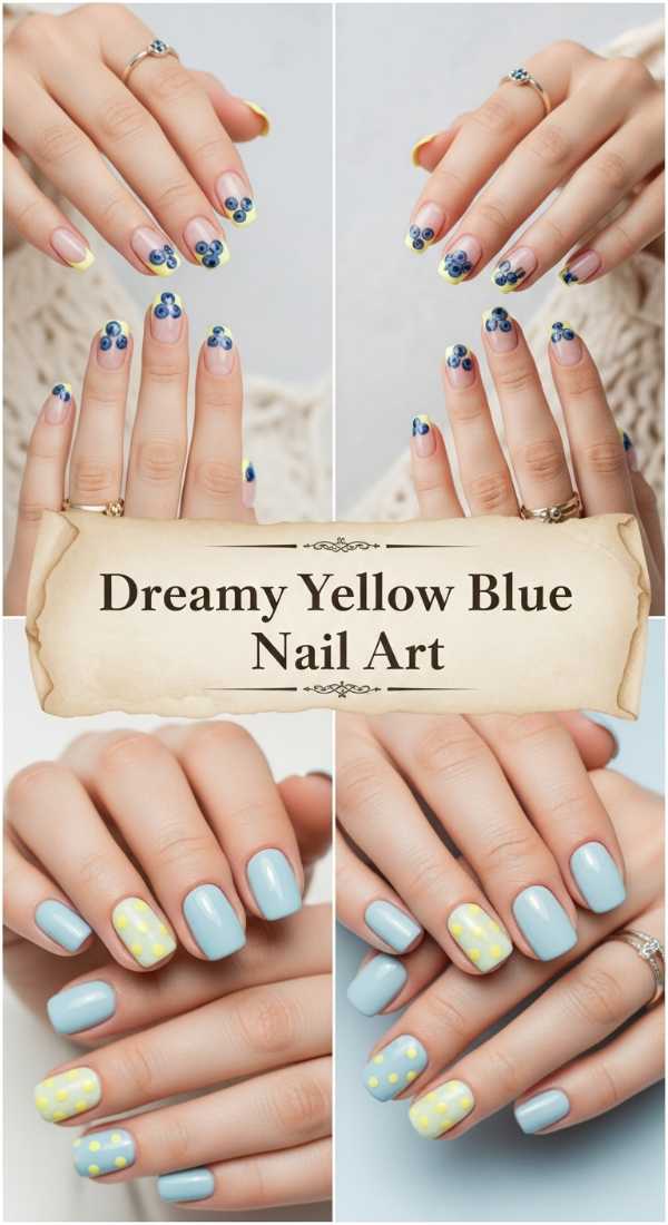 Dreamy Yellow Blue Nail Art 69ef3adb011e8