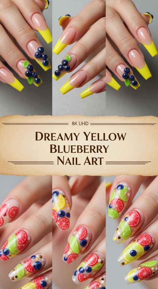 Future Florals & Neon Pastels: The Spring 2026 Nail Aesthetic Blueprint Dreamy Yellow Blueberry Nail Art 69df3ac9e3e6b