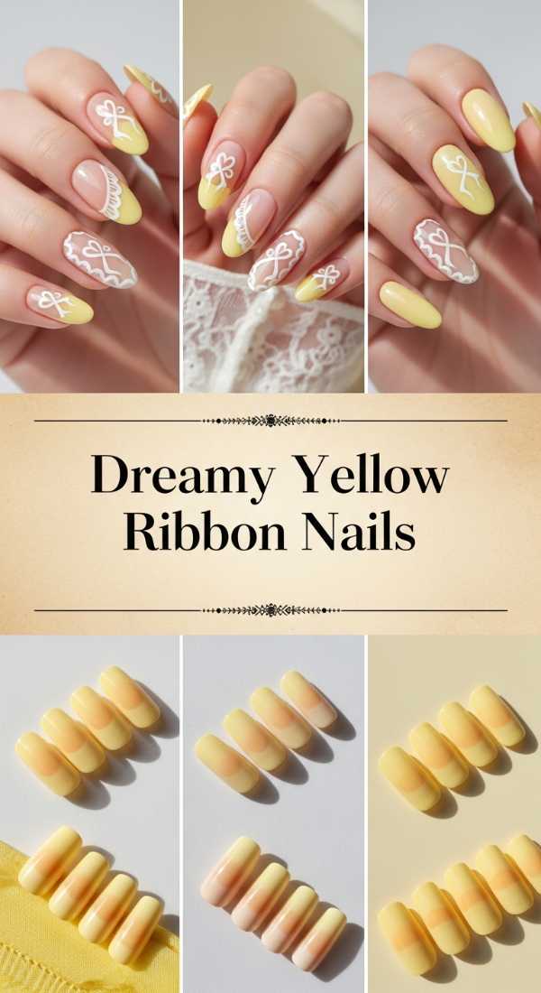 Dreamy Yellow Ribbon Nails 69e4e4ab0af02