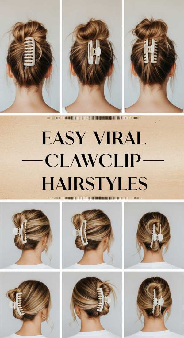 Easy Viral Clawclip Hairstyles 69ef49444e0d0
