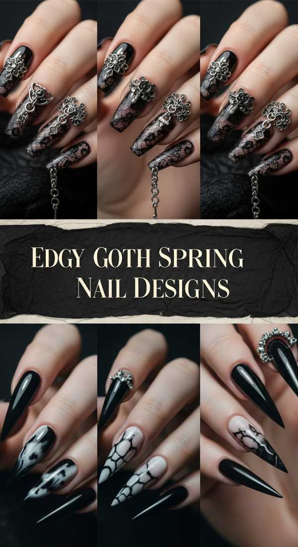Edgy Goth Spring Nail Designs 69ef3c73b6ecc