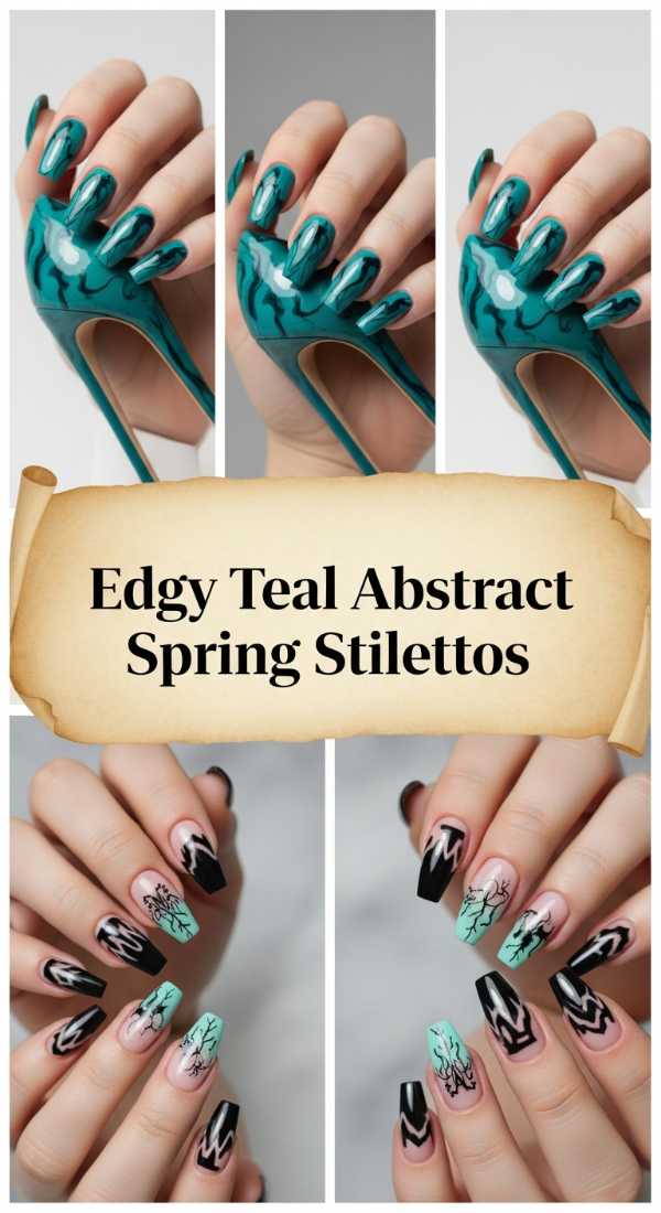 Edgy Teal Abstract Spring Stilettos 69f0ca37d29f0