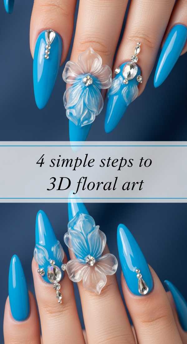 Electric Blue Stiletto 3d Floral Art 69eba3bab2c5c